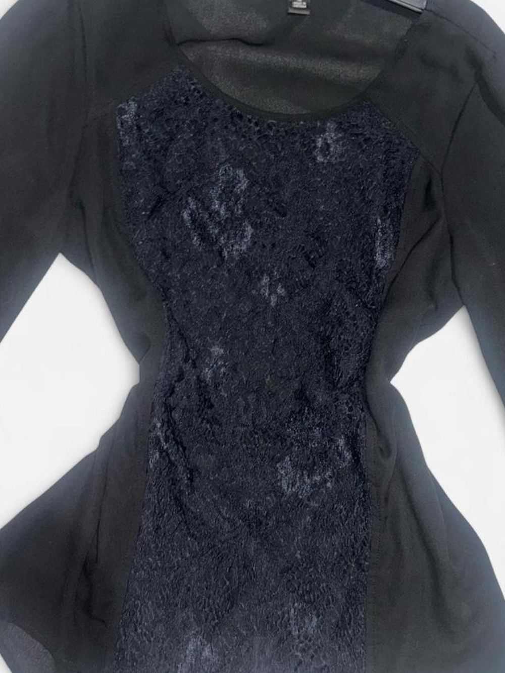 Studio Black Lace-Front Women's Blouse